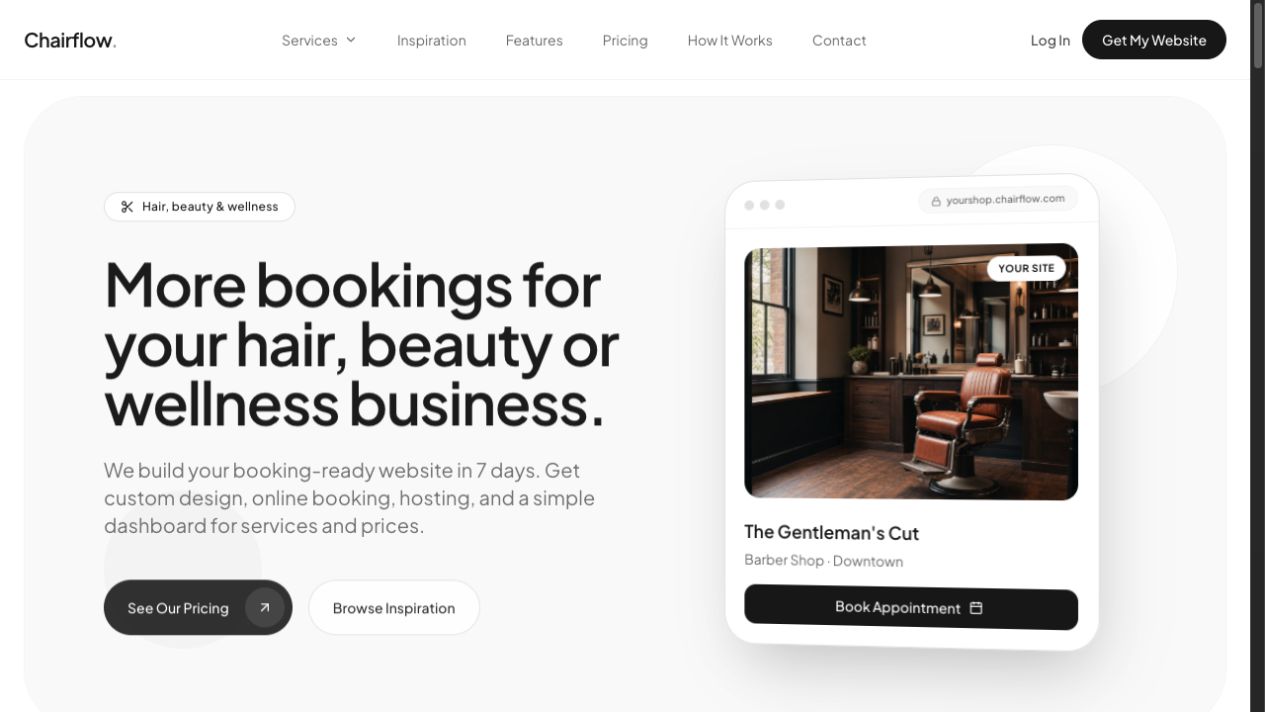 Chairflow website homepage
