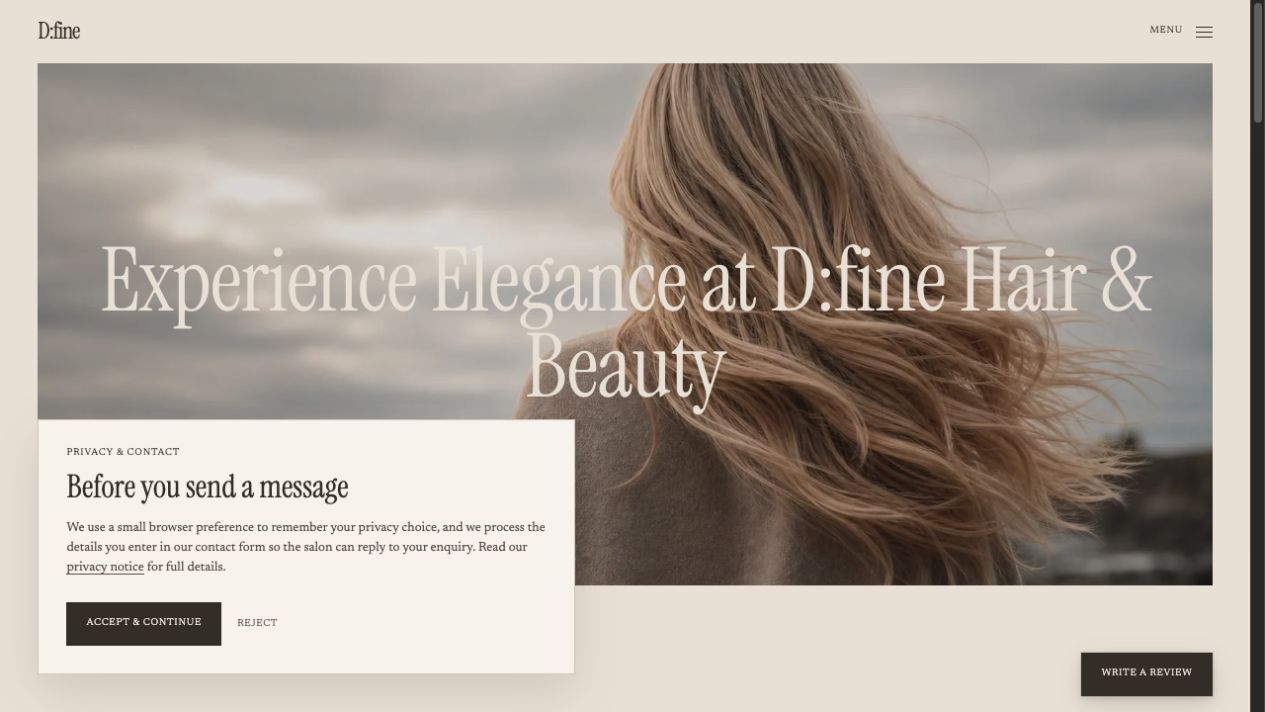 Dfine website homepage
